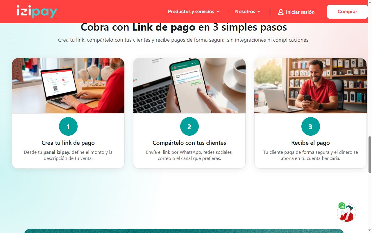 Los tres pasos de Izipay: crear el link, compartirlo y recibir el pago